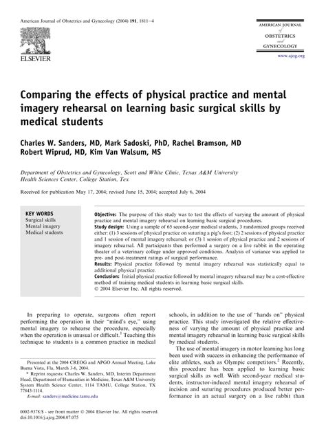 Effects of Physical Practice and Imagery Practice on .